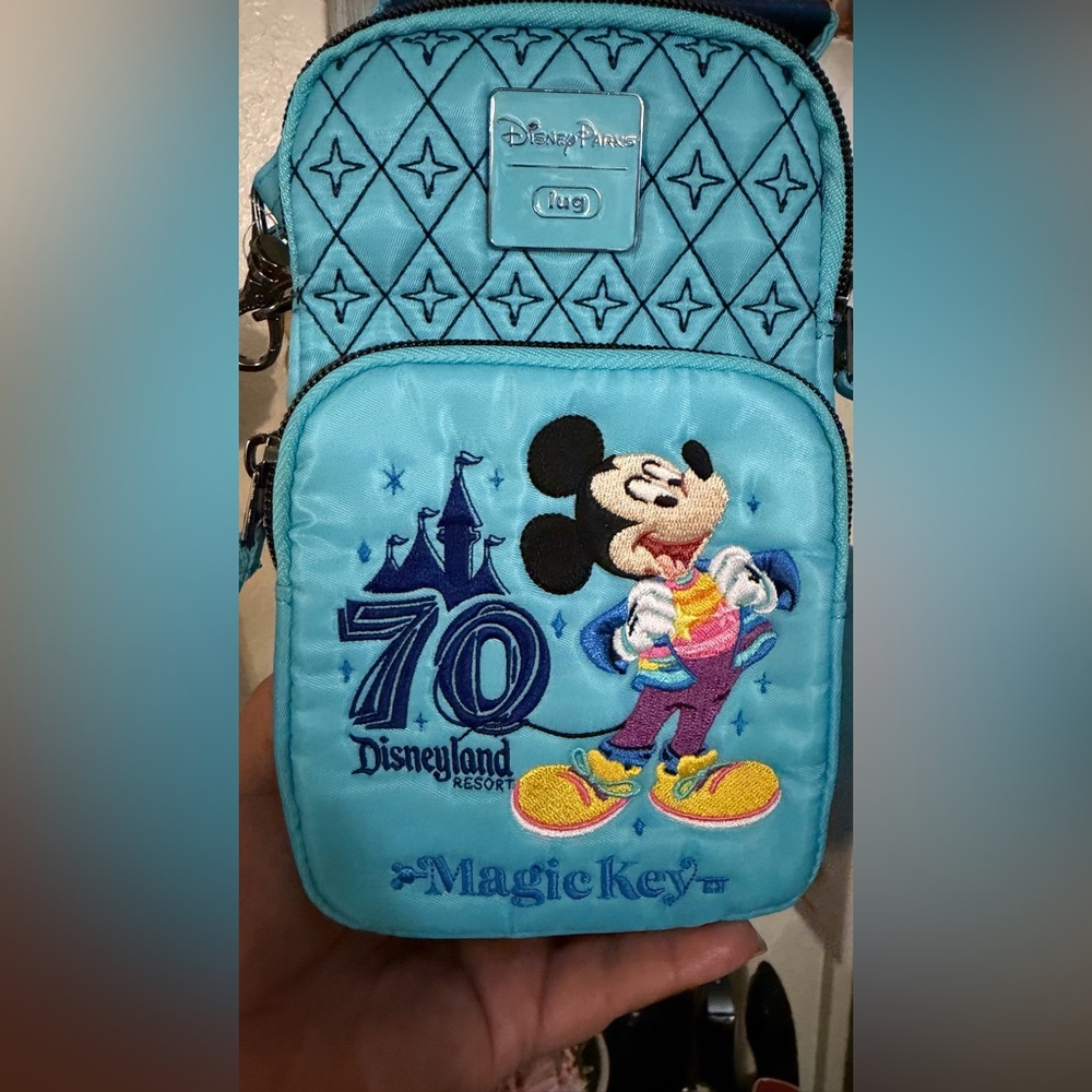 Disney Light Blue Mickey Mouse 70th Disneyland Resort MagicKey Crossbody Bag